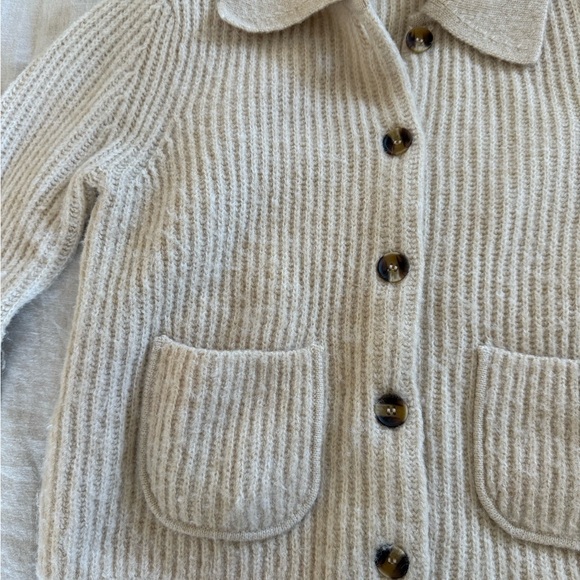 Mango Beige Ribbed Cardigan - Picture 2 of 3